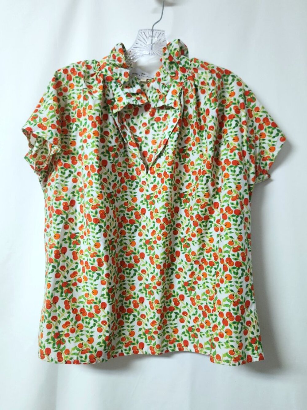 Never A Wallflower THE ORANGERY Vicki Short Sleeve Blouse Silk Cotton Medium